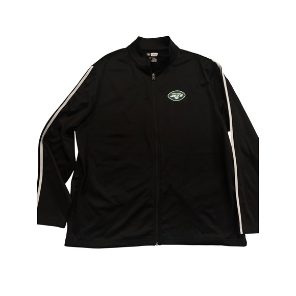 NWOT NY Jets NFL Team Apparel Track Jacket Full Zip Black White Stripe Mens 2XL - Picture 2 of 3